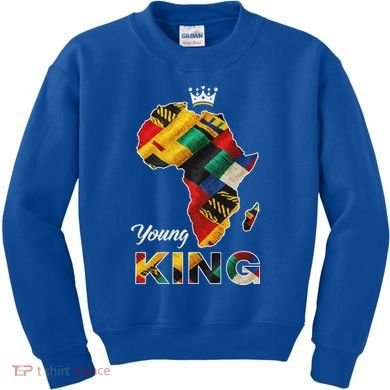 Young African King Map Kente Kids Sweatshirt
