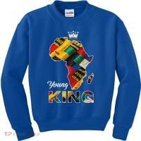 Young African King Map Kente Kids Sweatshirt thumb 0