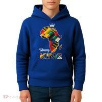 Young African King Map Kente Kids Hoodie thumb 4