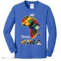Young African King Map Kente Kids Long Sleeve Shirt thumb 0