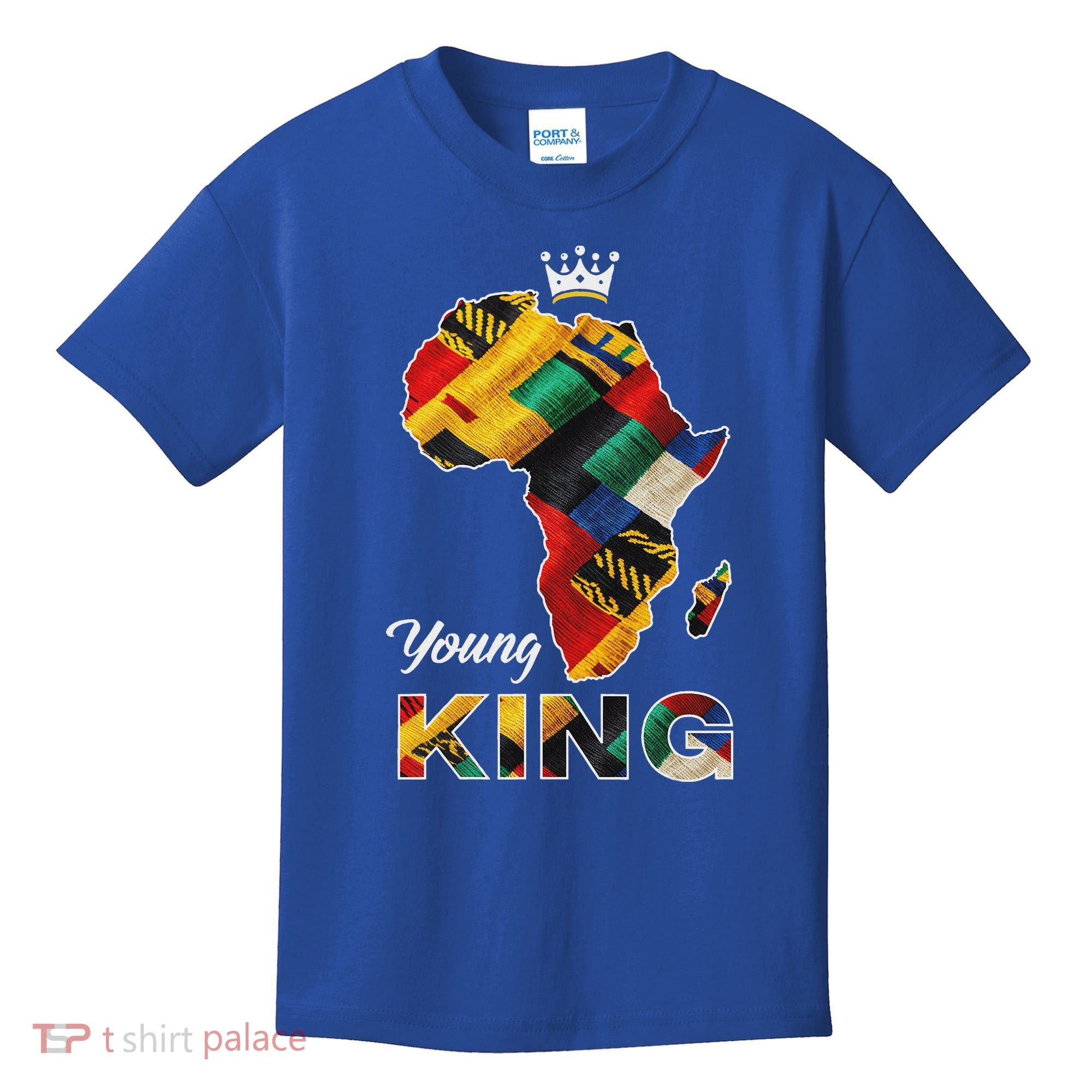 Young African King Map Kente Kids T-Shirt