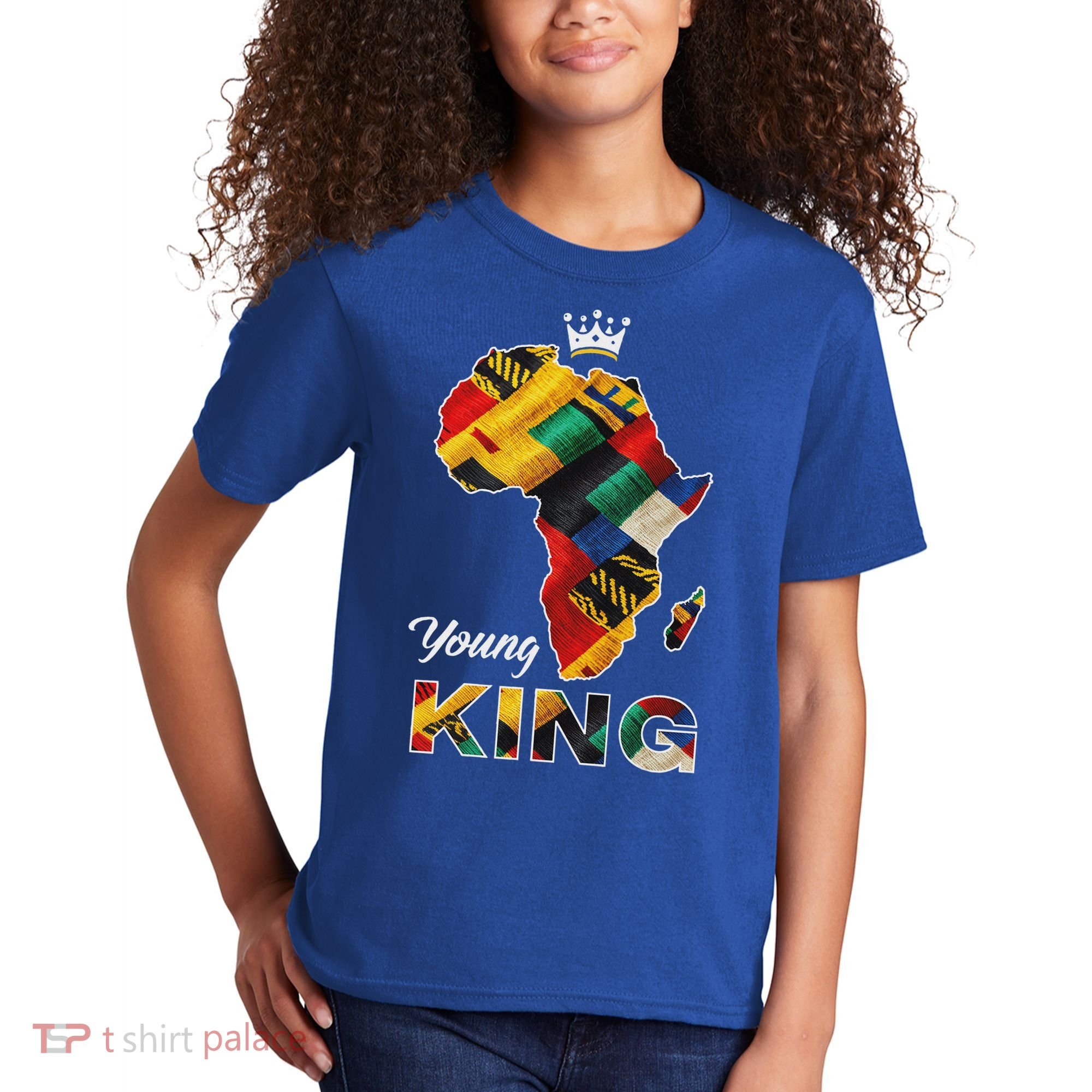 Young African King Map Kente Kids T-Shirt