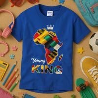 Young African King Map Kente Kids T-Shirt thumb 3