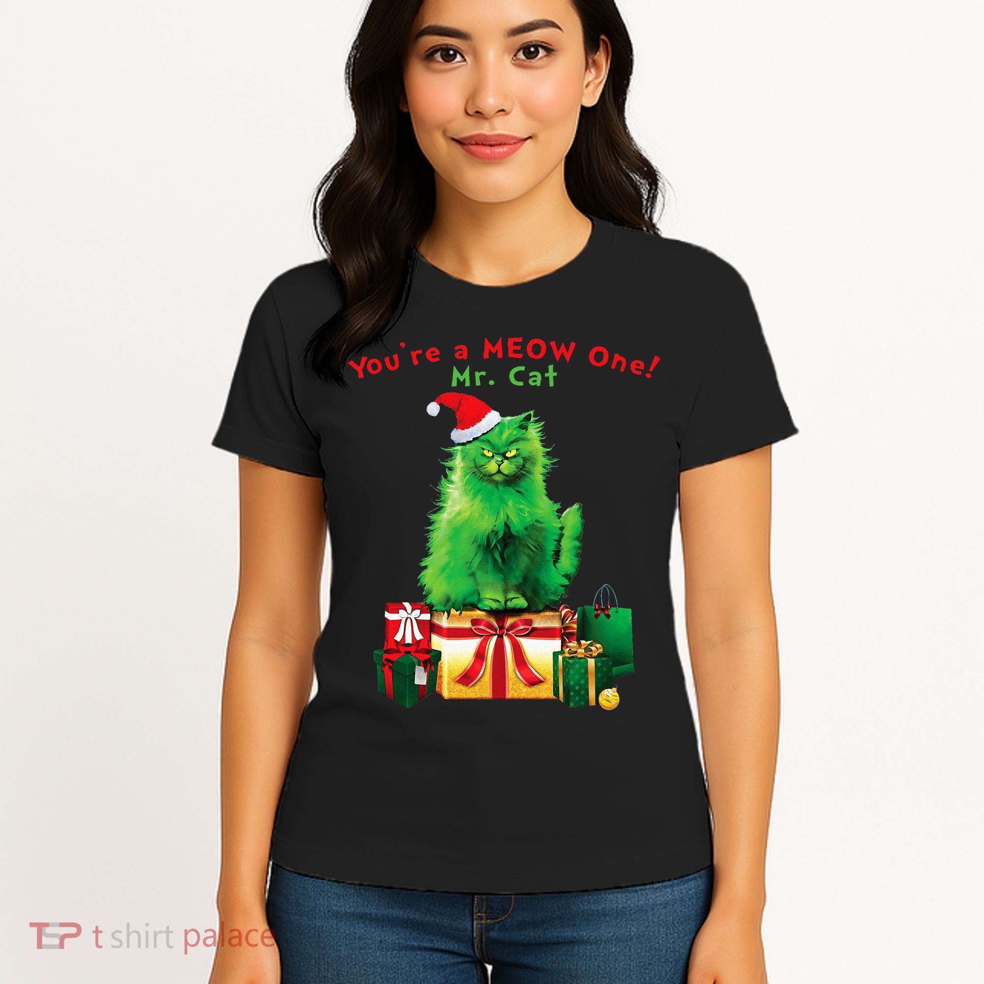 YouRe A Meow One Mr. Cat Christmas Holiday Funny Women's T-Shirt