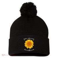 You Are My Sunshine Sunflower Pom Pom 12in Knit Beanie thumb 0