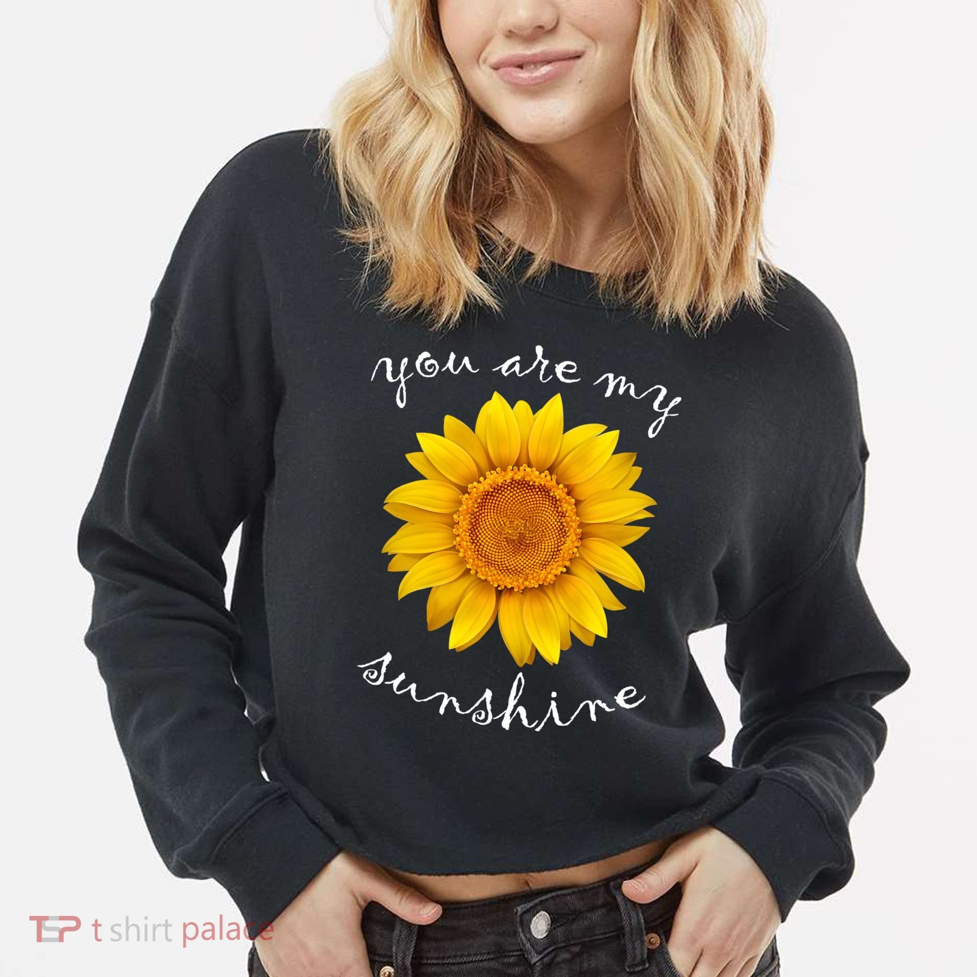 You Are My Sunshine Sunflower Cropped Pullover Crew