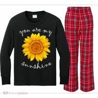 You Are My Sunshine Sunflower Kids Long Sleeve Plaid Pajama Set thumb 0