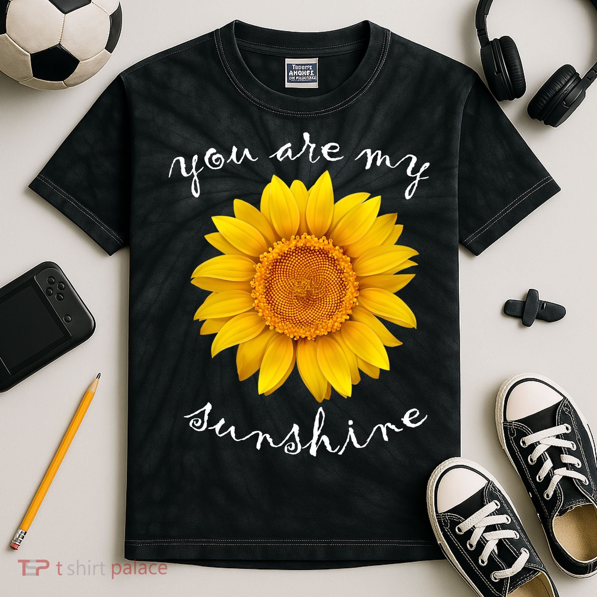 You Are My Sunshine Sunflower Kids Tie-Dye T-Shirt