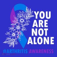 You Are Not Alone Purple And Blue Ribbon Arthritis Awareness Cool Gift Hoodie thumb 2