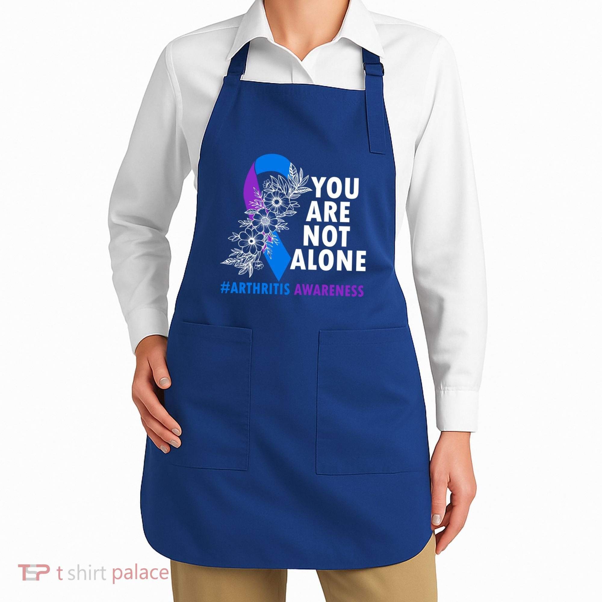 You Are Not Alone Purple And Blue Ribbon Arthritis Awareness Cool Gift Apron