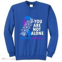 You Are Not Alone Purple And Blue Ribbon Arthritis Awareness Cool Gift Sweatshirt thumb 0