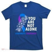 You Are Not Alone Purple And Blue Ribbon Arthritis Awareness Cool Gift T-Shirt thumb 0