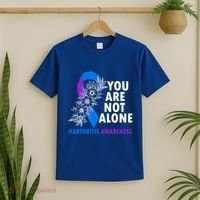 You Are Not Alone Purple And Blue Ribbon Arthritis Awareness Cool Gift T-Shirt thumb 2