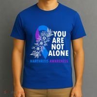 You Are Not Alone Purple And Blue Ribbon Arthritis Awareness Cool Gift T-Shirt thumb 3