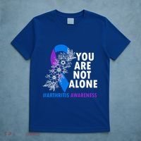You Are Not Alone Purple And Blue Ribbon Arthritis Awareness Cool Gift T-Shirt thumb 5