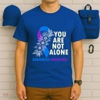 You Are Not Alone Purple And Blue Ribbon Arthritis Awareness Cool Gift T-Shirt thumb 6