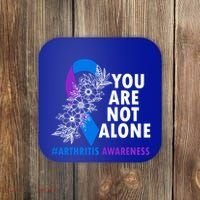 You Are Not Alone Purple And Blue Ribbon Arthritis Awareness Cool Gift Coaster thumb 0