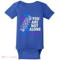 You Are Not Alone Purple And Blue Ribbon Arthritis Awareness Cool Gift Baby Bodysuit thumb 0