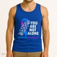 You Are Not Alone Purple And Blue Ribbon Arthritis Awareness Cool Gift Tank Top thumb 3