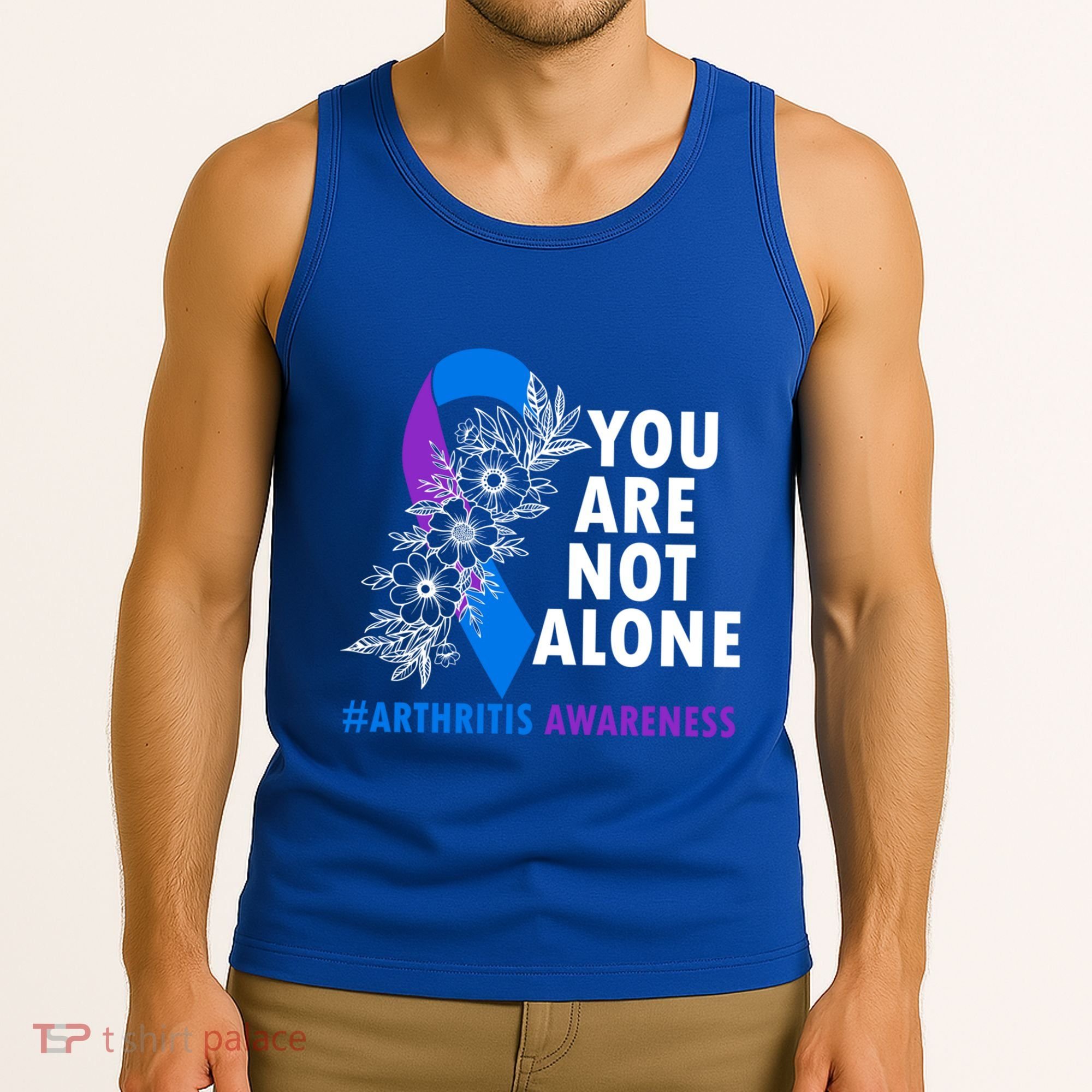 You Are Not Alone Purple And Blue Ribbon Arthritis Awareness Cool Gift Tank Top