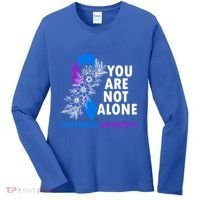 You Are Not Alone Purple And Blue Ribbon Arthritis Awareness Cool Gift Women's Long Sleeve Shirt thumb 0
