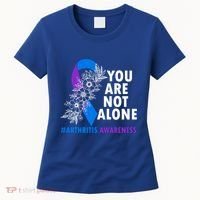 You Are Not Alone Purple And Blue Ribbon Arthritis Awareness Cool Gift Women's T-Shirt thumb 0