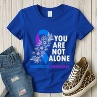 You Are Not Alone Purple And Blue Ribbon Arthritis Awareness Cool Gift Women's T-Shirt thumb 3
