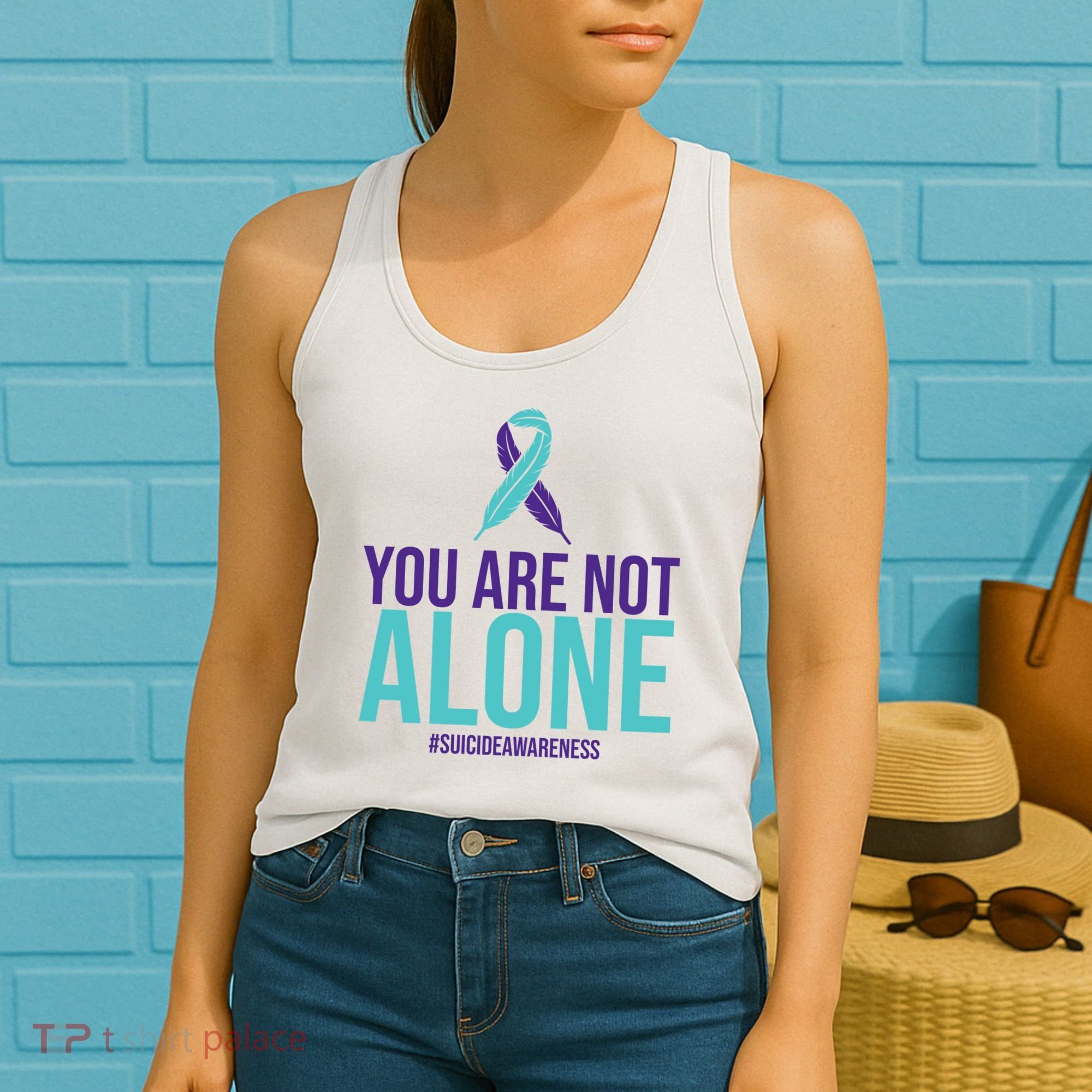 You Are Not Alone Sucide Awareness Ribbon Women's Tank Top