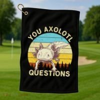 You Axolotl Questions Retro Funny Reptile Golf Towel thumb 1