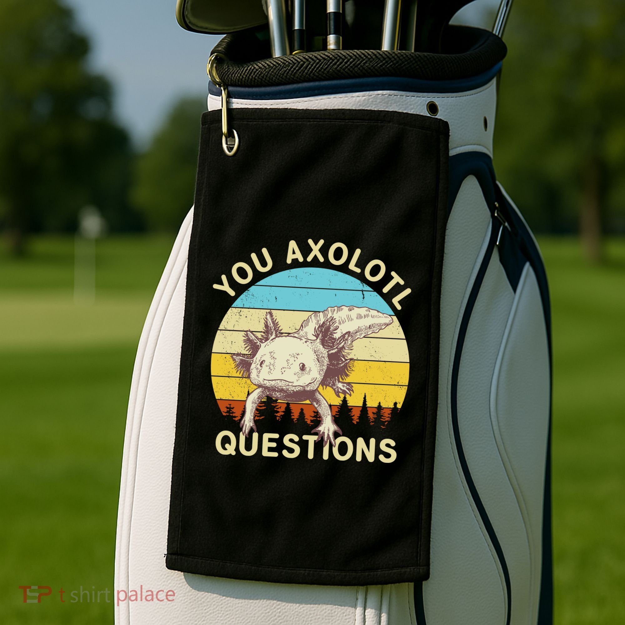 You Axolotl Questions Retro Funny Reptile Golf Towel