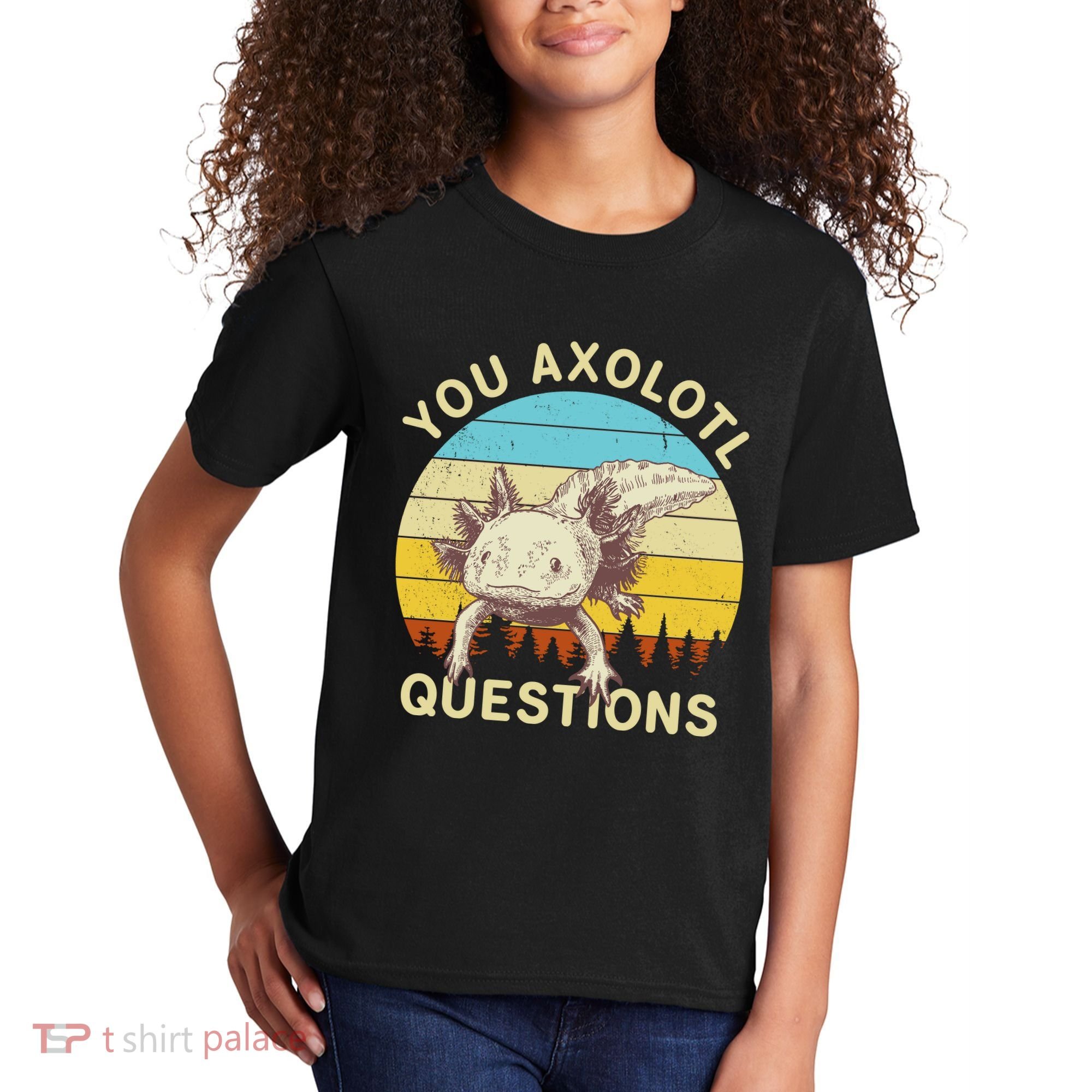 You Axolotl Questions Retro Funny Reptile Kids T-Shirt
