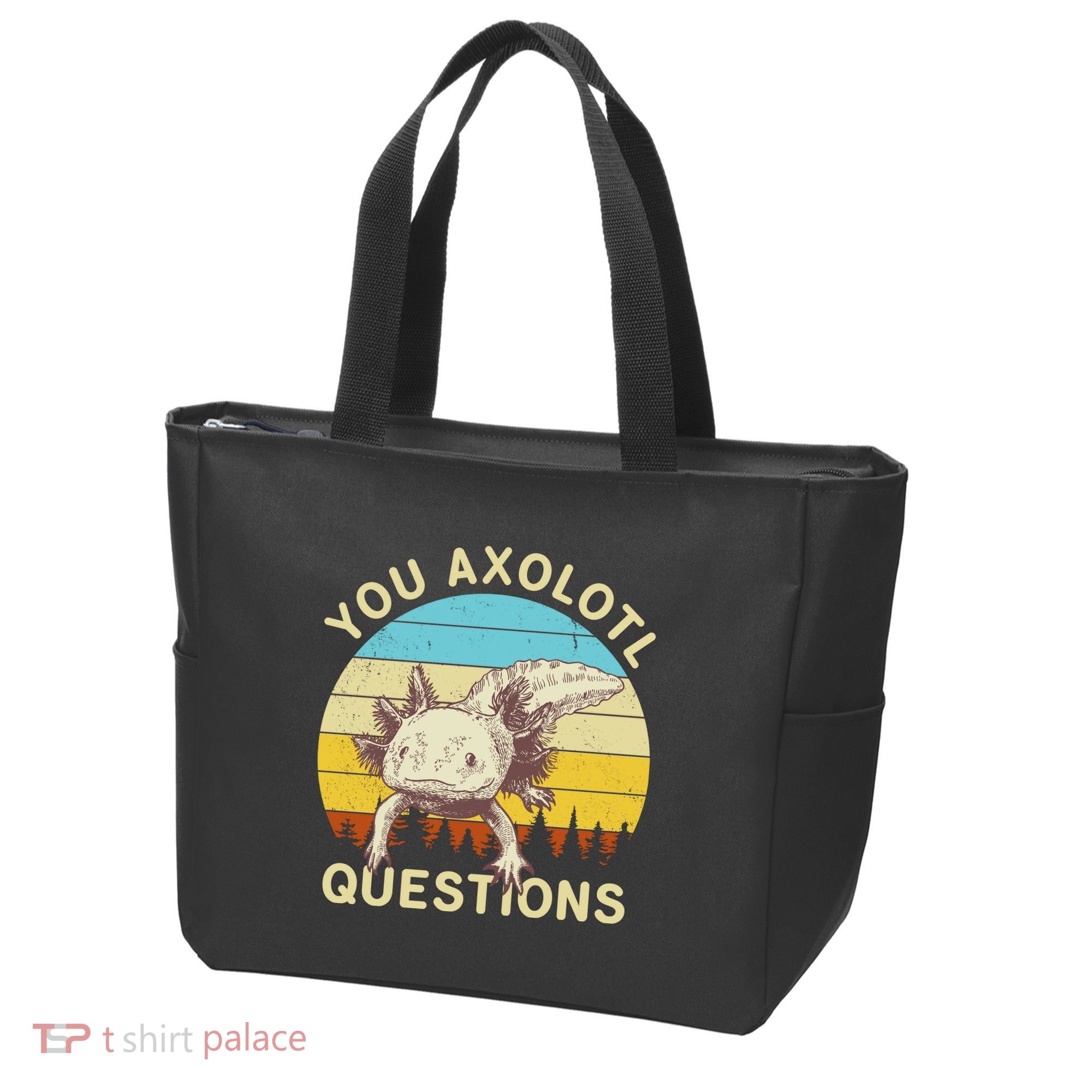 You Axolotl Questions Retro Funny Reptile Tote Bag