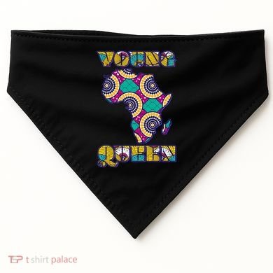 Young African Queen African Cloth Pattern Celebrating Black History USA-Made Doggie Bandana