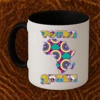 Young African Queen African Cloth Pattern Celebrating Black History Coffee Mug thumb 2