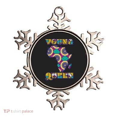 Young African Queen African Cloth Pattern Celebrating Black History Ornament