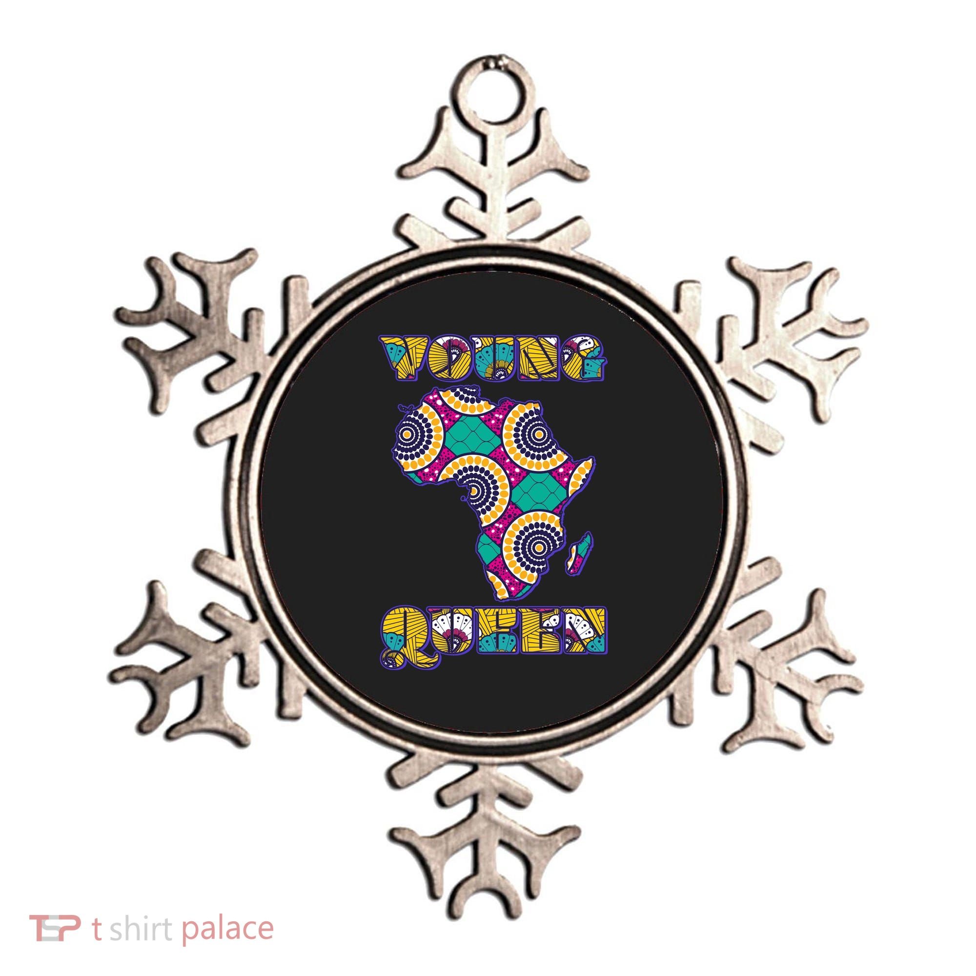Young African Queen African Cloth Pattern Celebrating Black History Ornament