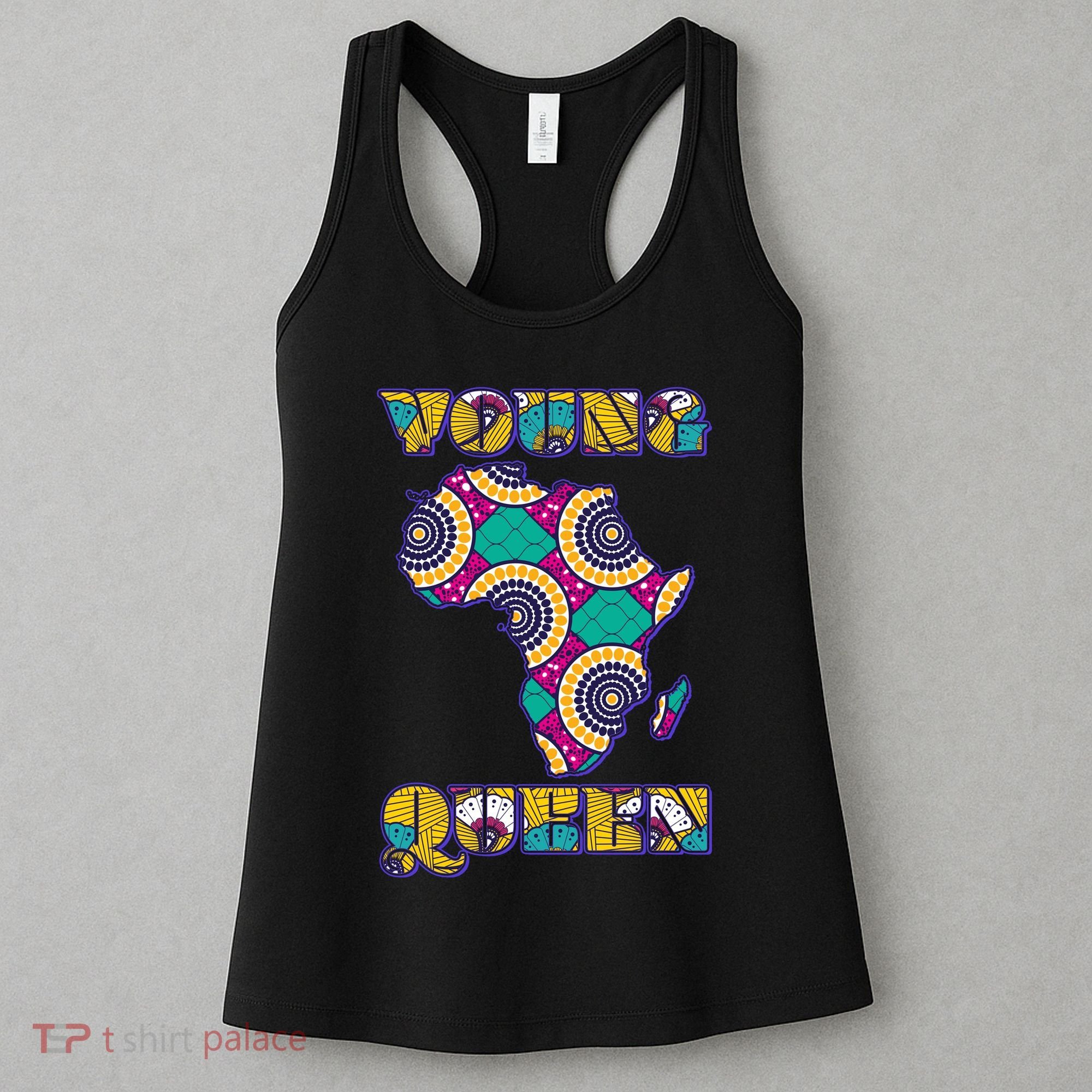 Young African Queen African Cloth Pattern Celebrating Black History Women's Tank Top