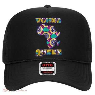 Young African Queen African Cloth Pattern Celebrating Black History Hat