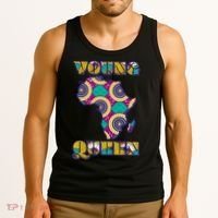 Young African Queen African Cloth Pattern Celebrating Black History Tank Top thumb 3