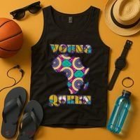 Young African Queen African Cloth Pattern Celebrating Black History Tank Top thumb 4