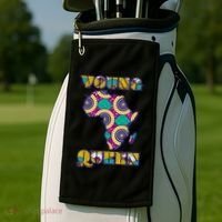 Young African Queen African Cloth Pattern Celebrating Black History Golf Towel thumb 2