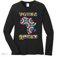 Young African Queen African Cloth Pattern Celebrating Black History Women's Long Sleeve Shirt thumb 0
