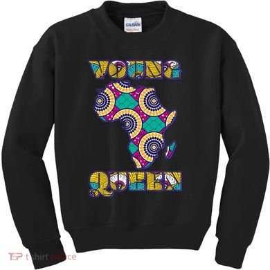 Young African Queen African Cloth Pattern Celebrating Black History Kids Sweatshirt