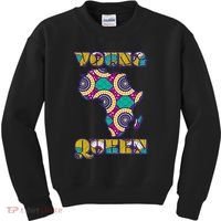 Young African Queen African Cloth Pattern Celebrating Black History Kids Sweatshirt thumb 0