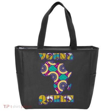 Young African Queen African Cloth Pattern Celebrating Black History Tote Bag