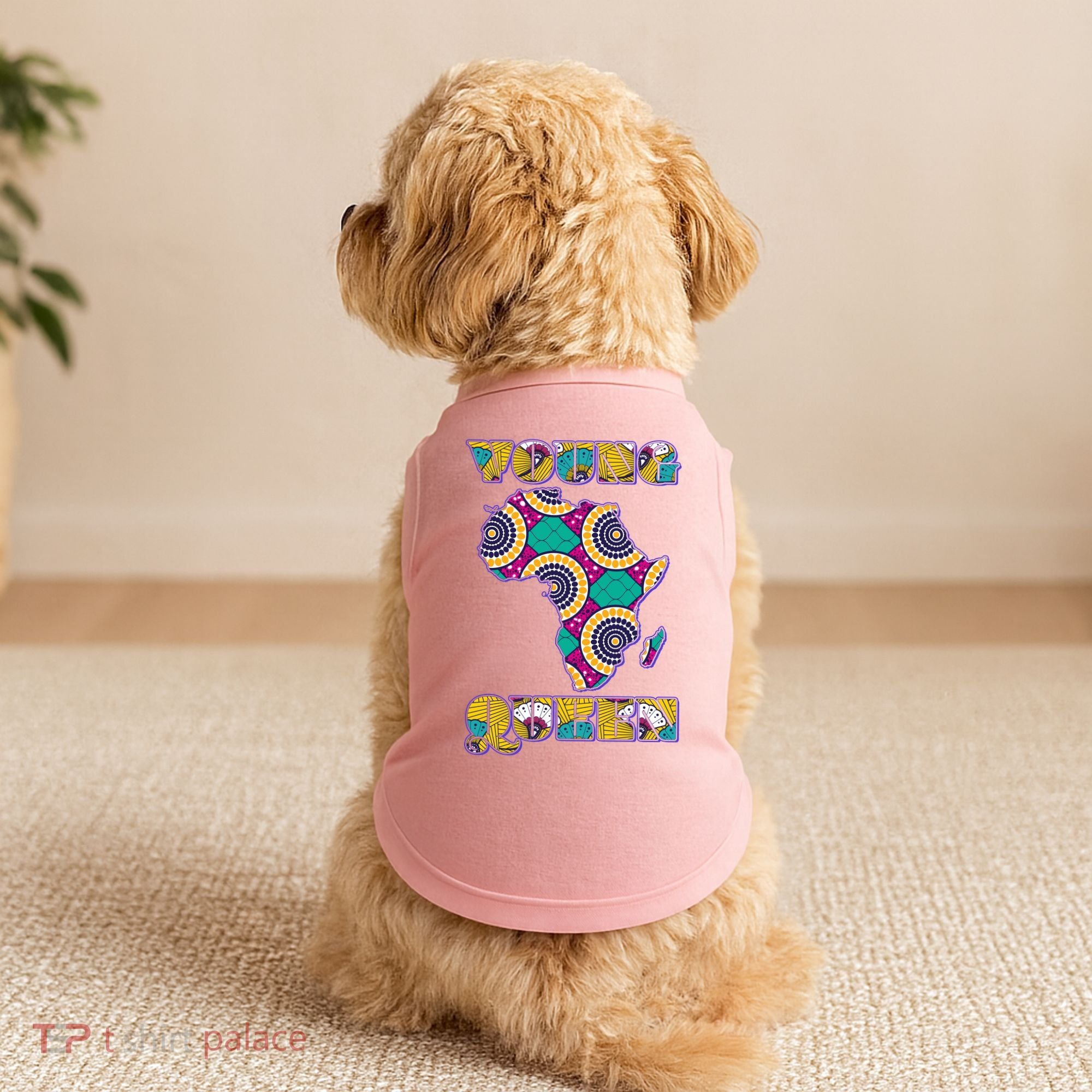 Young African Queen African Cloth Pattern Celebrating Black History Doggie Tank