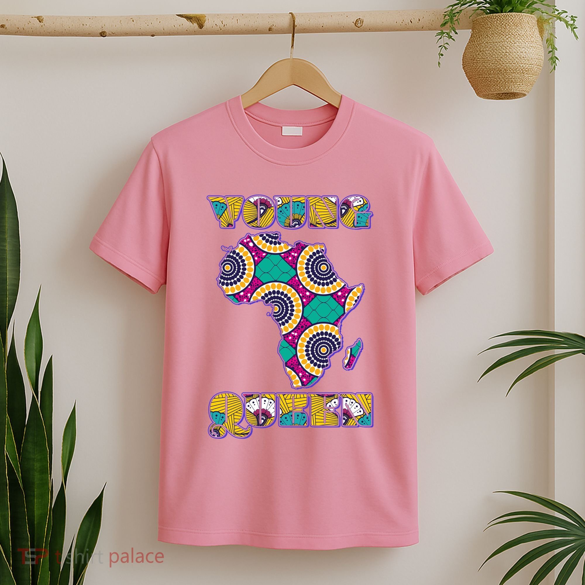Young African Queen African Cloth Pattern Celebrating Black History T-Shirt