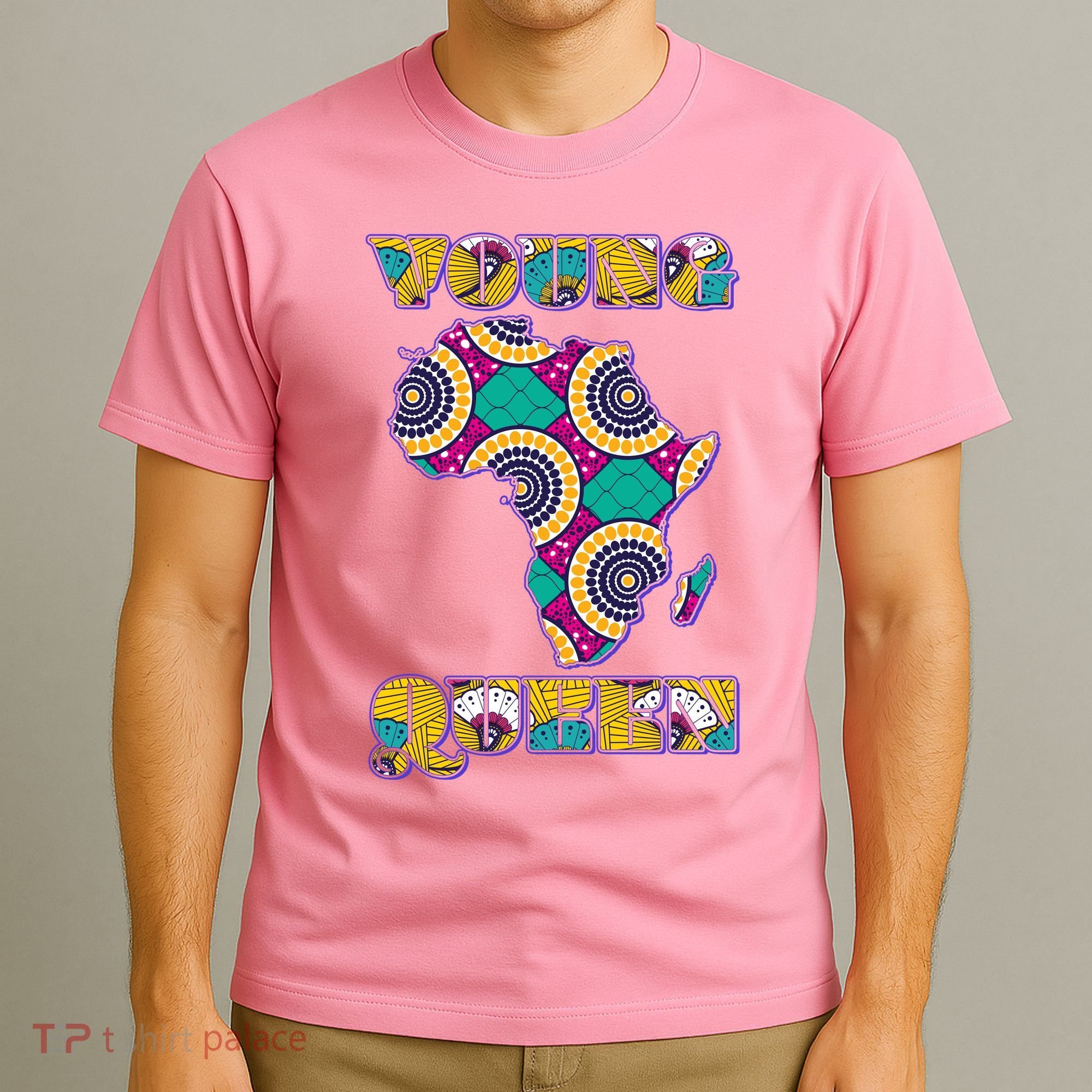 Young African Queen African Cloth Pattern Celebrating Black History T-Shirt