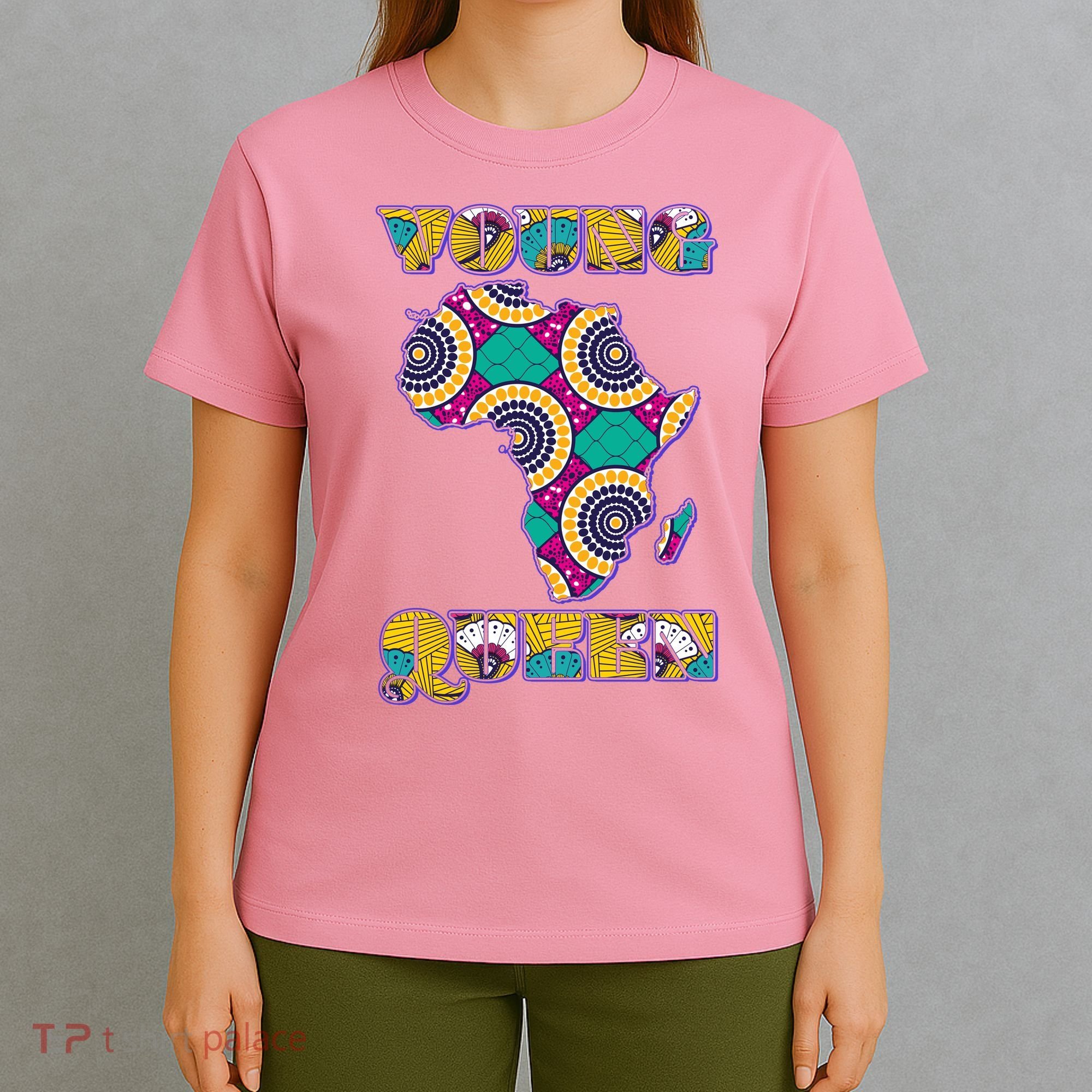 Young African Queen African Cloth Pattern Celebrating Black History T-Shirt