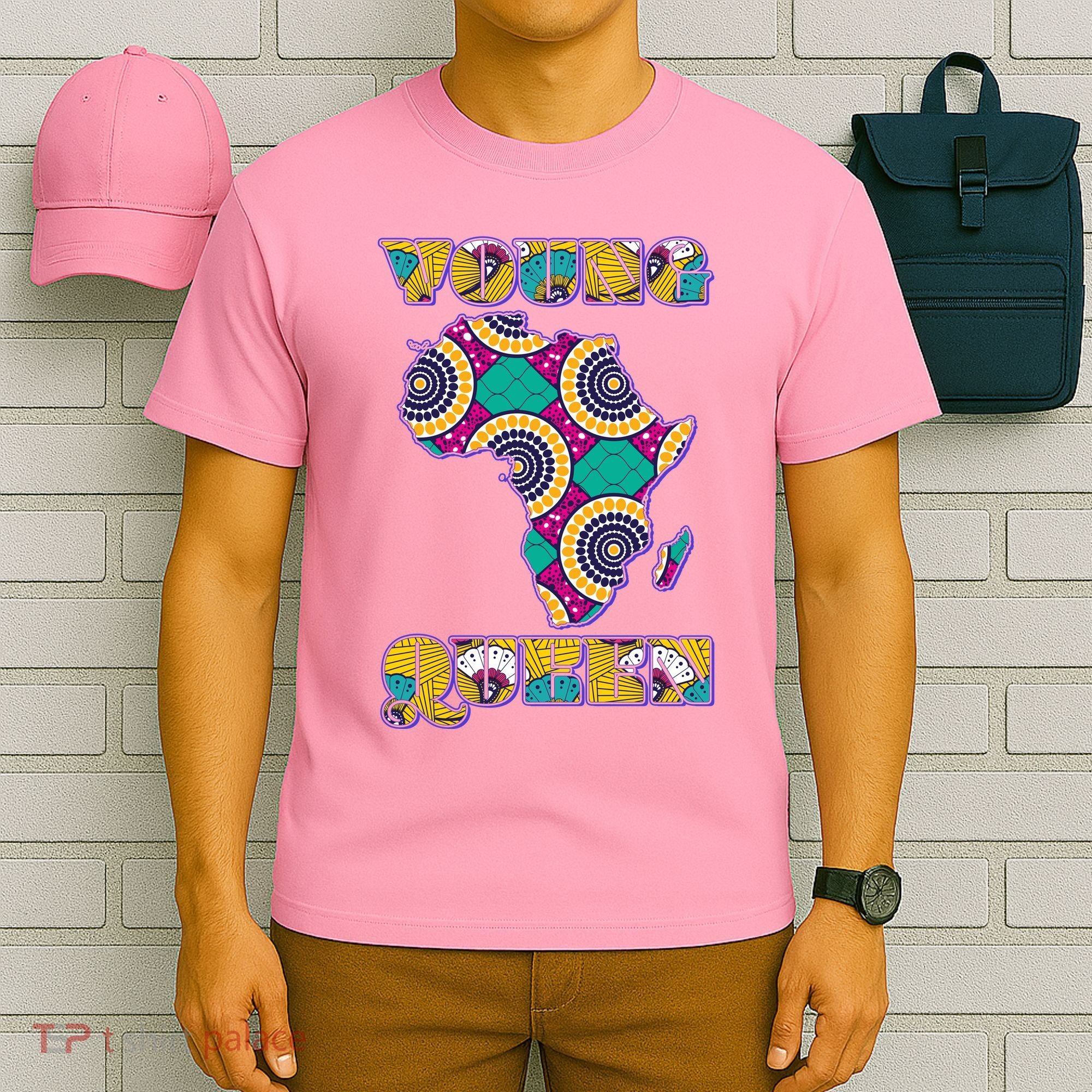 Young African Queen African Cloth Pattern Celebrating Black History T-Shirt